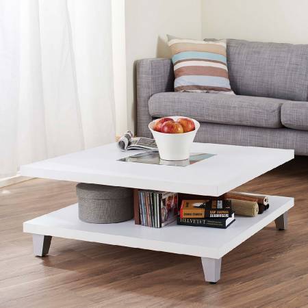 Easy Assembly Square Coffee Table - High texture double square design coffee table.